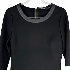 Badgley Mischka Black EUC Hi-Lo Dress with Leather Trim size 10